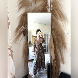 Zara black and gold knot-front ruched maxi dress with a paisley prin